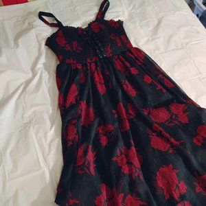 Torrid Black Floral Smocked Chiffon Midi Dress